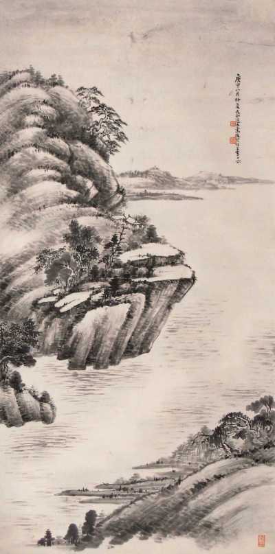 萧俊贤 庚申（1920年）作 山水 立轴